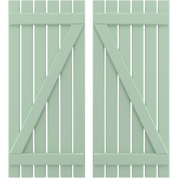 Ekena Millwork Americraft 6-Board (2 Batten) Wood Spaced Board-n-Batten Shutters w/ Z-Bar, ARW102SB623X77SGH, PR ARW102SB623X77SGH - main